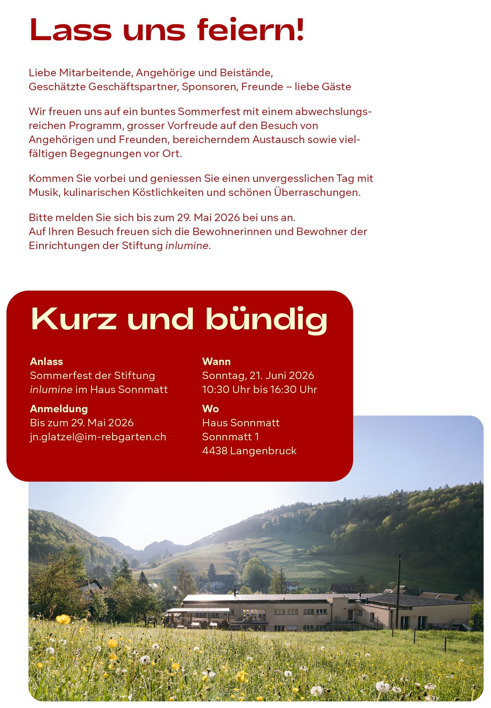 Einaldung Sommerfest 2026 | inlumine